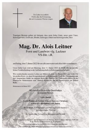 Portrait von Mag. Dr. Alois Leitner