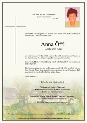 Portrait von Anna Öffl „Hansbauern Anni“