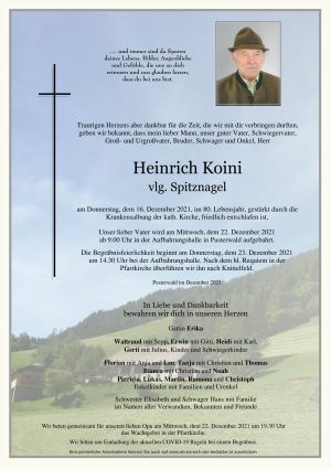Portrait von Heinrich Koini vlg. Spitznagel