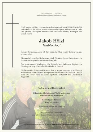 Portrait von Jakob Hölzl “ Hiabler Jogl“