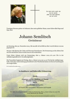 Portrait von Johann Semlitsch – Greinimoar