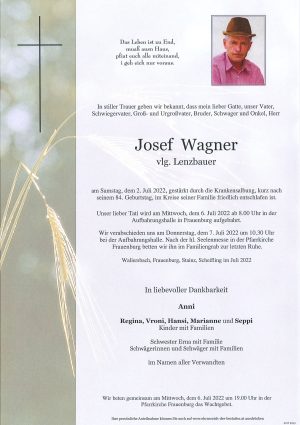 Portrait von Josef Wagner vlg. Lenzbauer