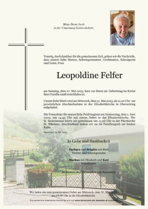 Portrait von Leopoldine Felfer