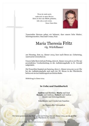 Portrait von Maria Theresia Fritz