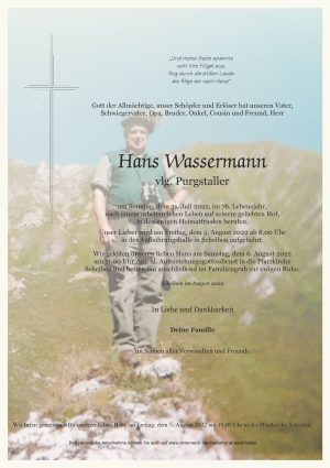 Portrait von Hans Wassermann vlg. Purgstaller